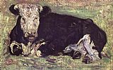 Vincent van Gogh lying cow painting